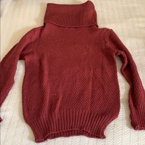 Red matching sweater set.